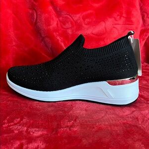 Black Knit Slip-On Sneakers